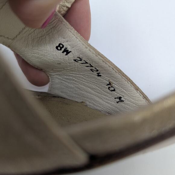 Stuart Weitzman Slip On Rhinestone Trimmed Heel Sandals Gold Size 8 - Picture 5 of 12